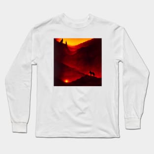 red wolfs in hell wall art Long Sleeve T-Shirt